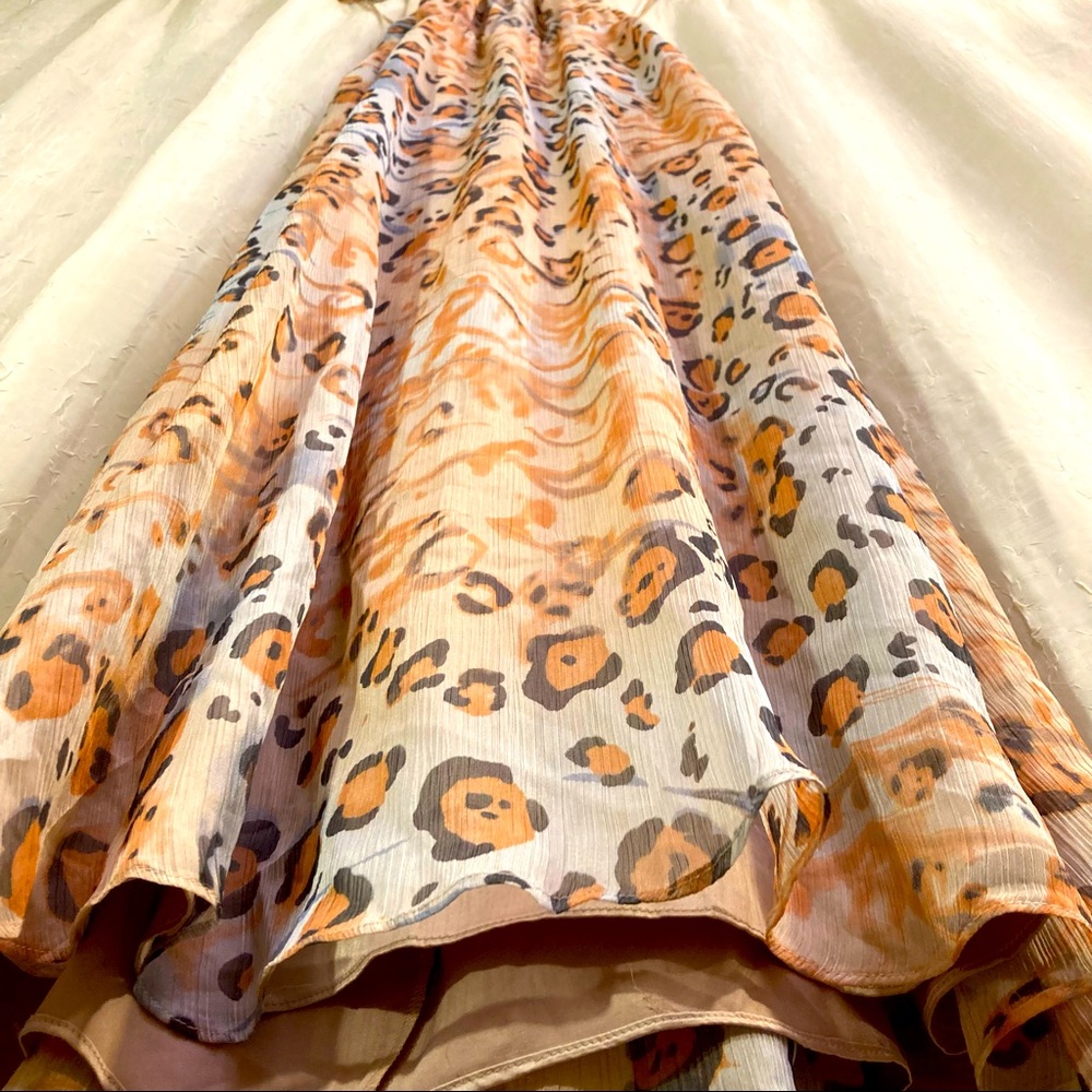BNWT Peach Halter Cheetah Print Dress with Pockets